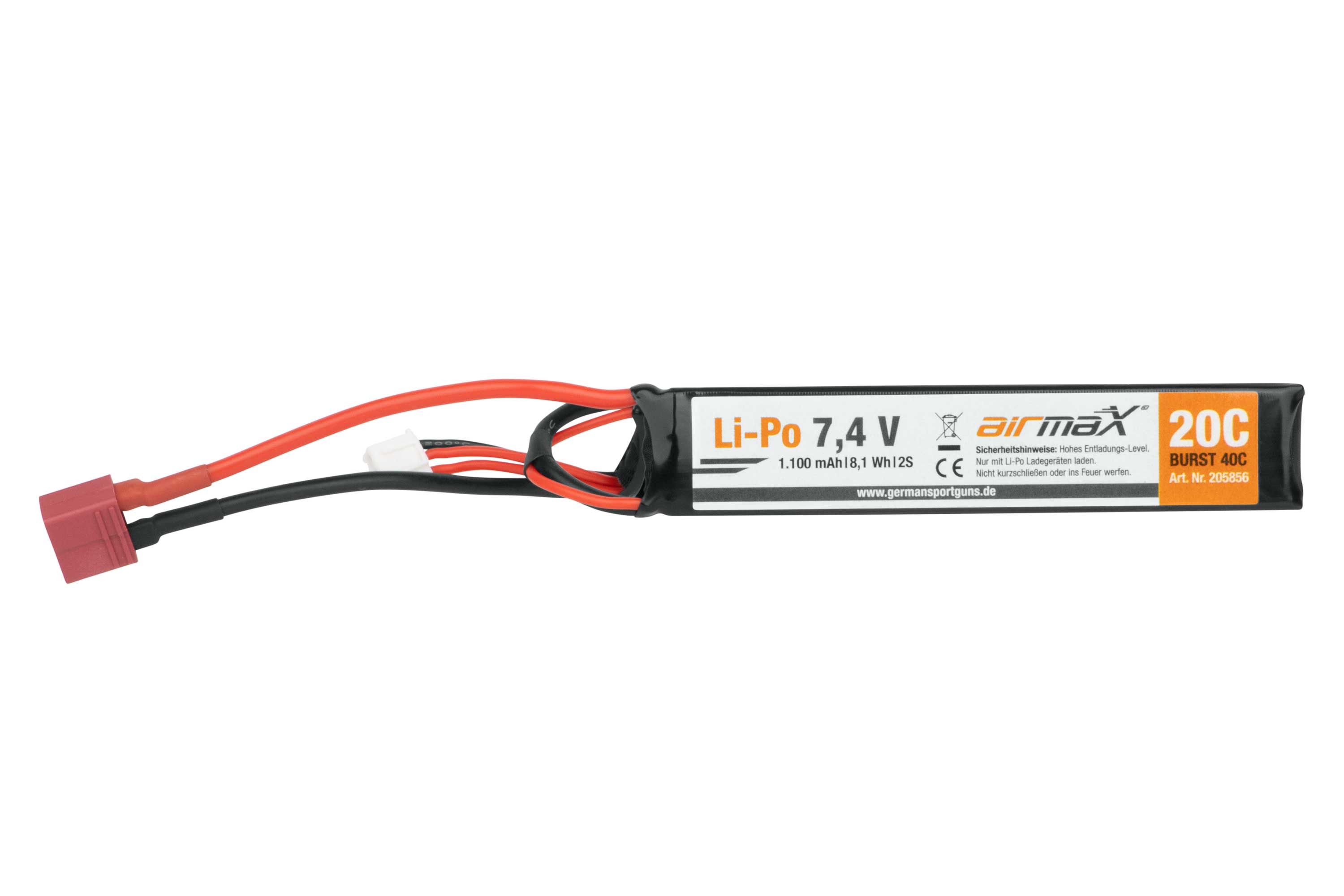 airmaX Akku Li-Po 7,4V | 1.100 mAh Dean Stecker - Airsoft