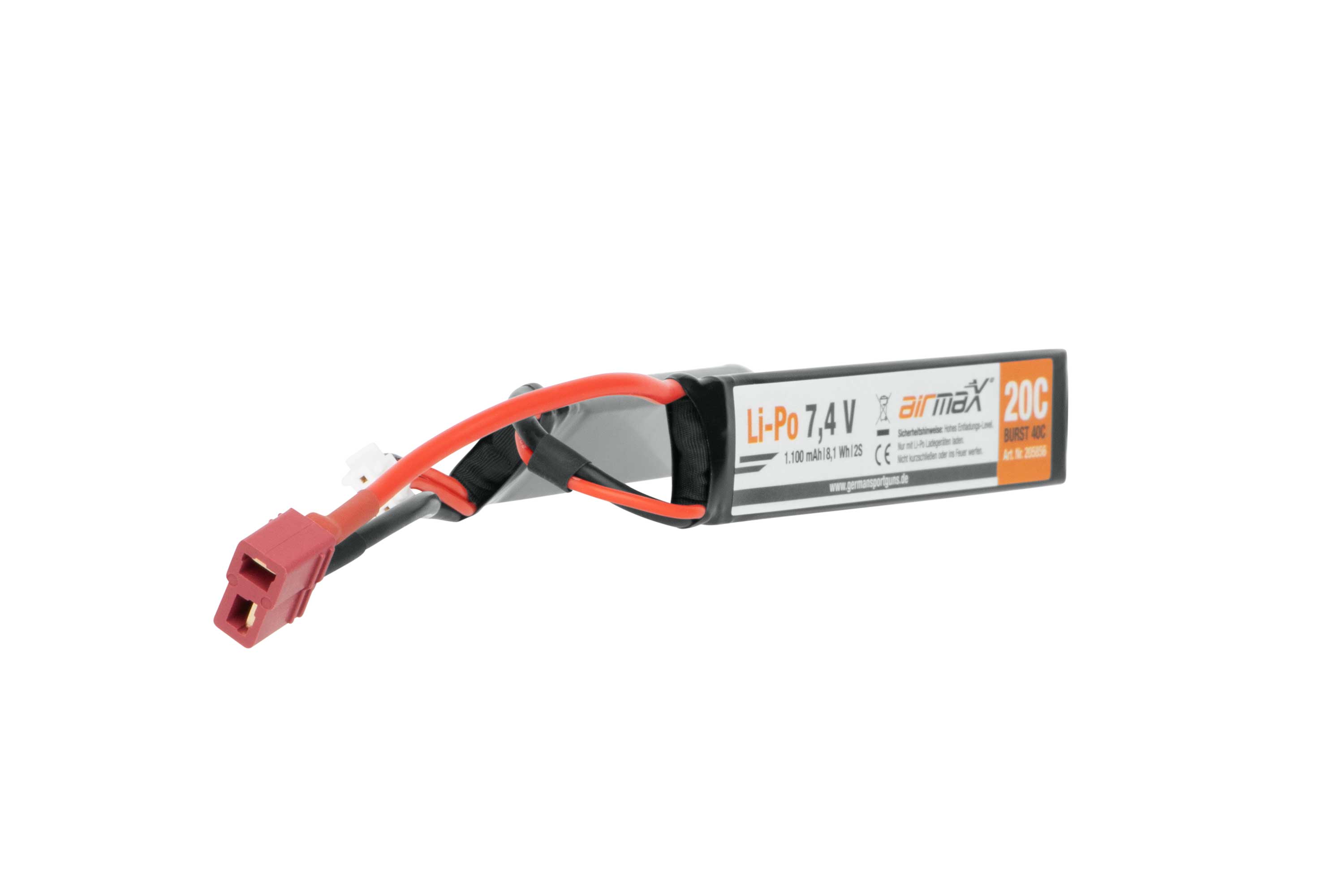 airmaX Akku Li-Po 7,4V | 1.100 mAh Dean Stecker - Airsoft